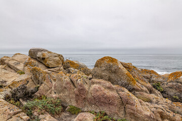  Granodiorite of Monterey(Cretaceous). Point Joe Vista Point. 17-Mile Drive is a scenic road through Pebble Beach and Pacific Grove on the Monterey Peninsula in California.	
