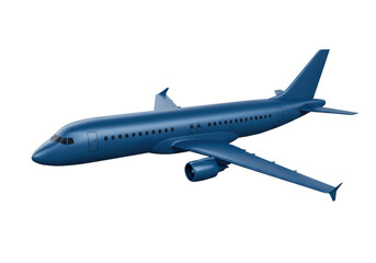 Isolated Sleek Blue Commercial Passenger Airplane in Flight Position