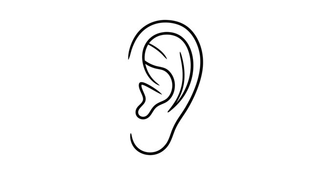 Abstract ear illustration with clean lines, evoking auditory perception and anatomical representation with simplistic elegance