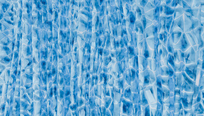 Abstract blue crystalline water texture background with light reflections