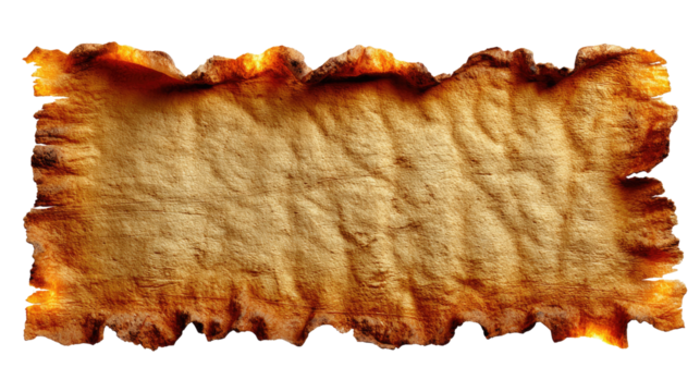 Ancient Parchment: An aged parchment, scorched at the edges, evokes a sense of history, mystery, and the passage of time, its blank surface ripe with potential for storytelling.