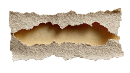 Paper Breach: A torn strip of beige paper, revealing a hint of the background, embodies the power of unveiling or transition in the modern world.