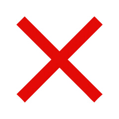 Obraz premium Bold red cross mark symbol isolated on transparent background
