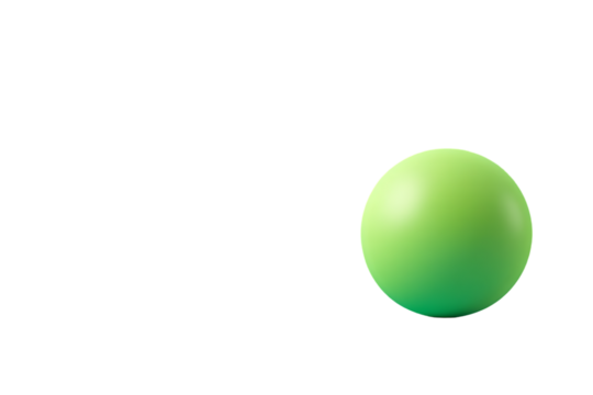 A single green sphere isolated against a completely black background on transparent background