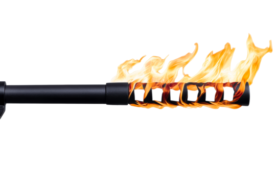 Flame emerging from the muzzle of a firearm during a shooting event