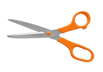 Isolated Orange Handled Stainless Steel Scissors for Cutting and Craft