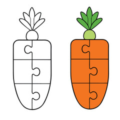 Bright orange carrot puzzle pieces fit together perfectly, creating a fun and colorful image that’s both playful and engaging for kids and puzzle lovers alike.
