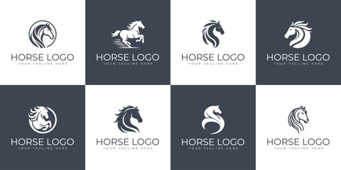 Elegant horse logos collection icon vector