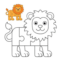 Colorful lion puzzle with interlocking pieces forming a majestic lion’s face — fun, educational, and perfect for animal lovers and young minds to enjoy and learn.
