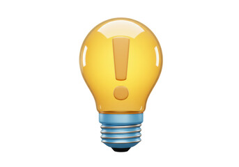 Isolated Stylized Light Bulb with an Exclamation Mark Signaling an Idea or Warning