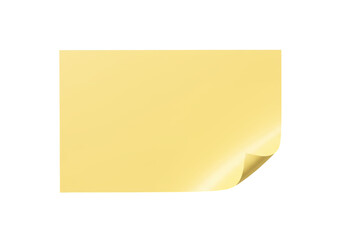 Isolated Blank Yellow Sticky Note with a Curled Corner and Ample Copy Space