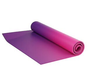 Isolated Rolled Up Purple and Pink Gradient Yoga Mat