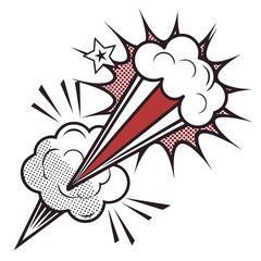 Comic explosion with star and clouds isolated on white background