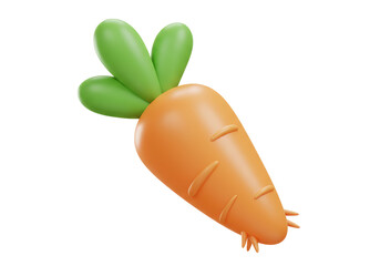 Isolated 3D Render of a Cute Stylized Orange Carrot with Green Leaves