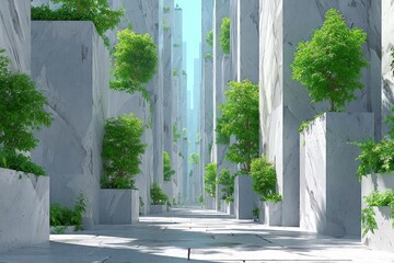 A light-filled, urban, verdant alley