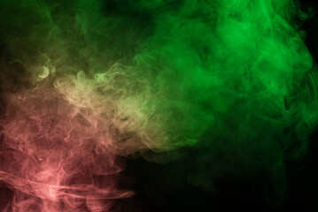 Green and pink steam on a black background.