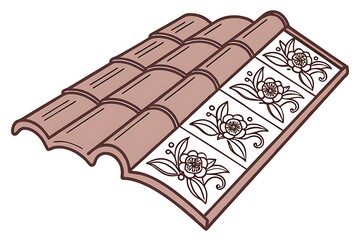 Illustration of roof tiles with floral pattern
