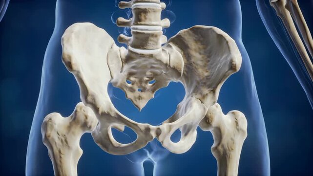 Pelvis and arm skeleton. Anatomical human body rendering.