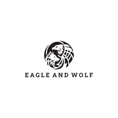 Obraz premium Eagle and wolf logo vector icon illustration style