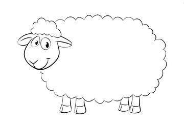 Obraz premium Coloring page featuring a cheerful cartoon sheep ready for creative fun with a blank canvas for colors