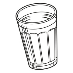 Illustration of an empty glass isolated on white background in black lines
