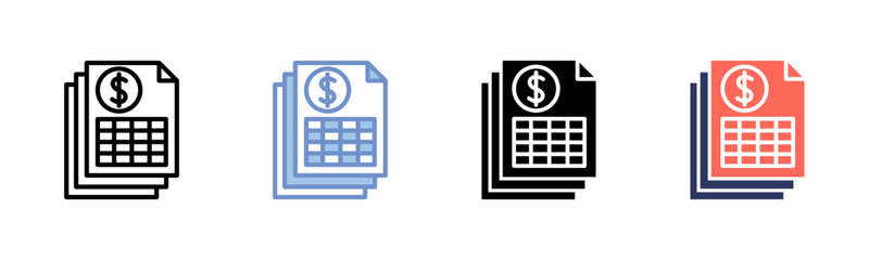 Spreadsheet icon sheet multiple style collection