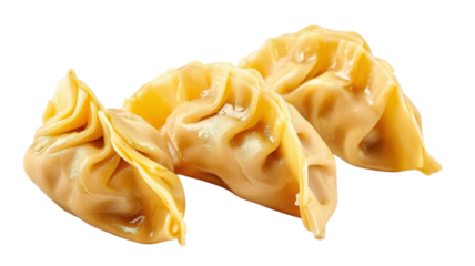 Three dumplings on black background