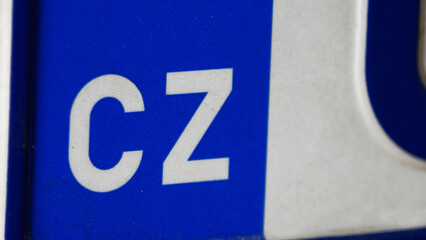 Obraz premium Close-up of CZ country code on Czech Republic license plate