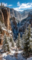 Winter waterfall in a canyon