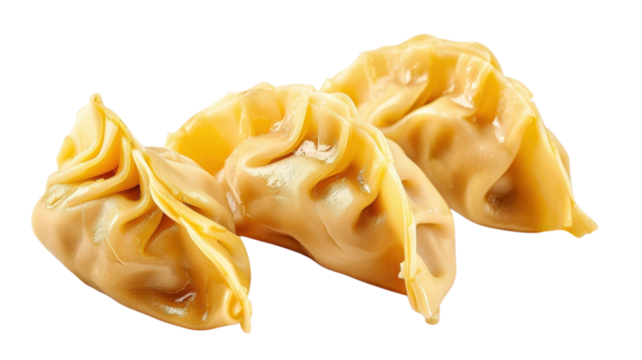 Three dumplings on black background