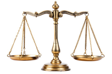 Golden Balance Scales of Justice Isolated on White Background