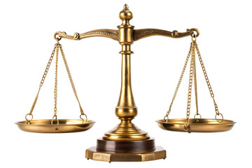 Golden Balance Scales of Justice Isolated on White Background