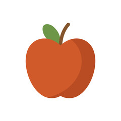 Flat red apple icon often symbolizing education, healthy eating, or gift for teachers in academic settings.

