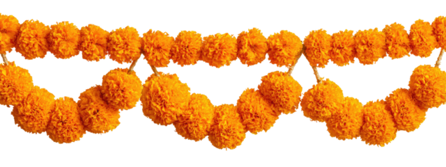 Crispy orange food balls in a garland