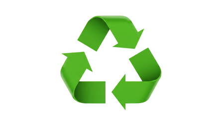 Obraz premium Bright green recycling symbol with three arrows forming a continuous loop isolated on transparent background