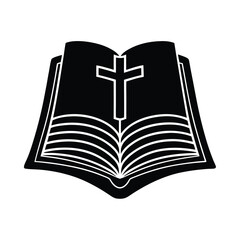 Biblia Abierta con Cruz de Bautismo sobre Tela Blanca