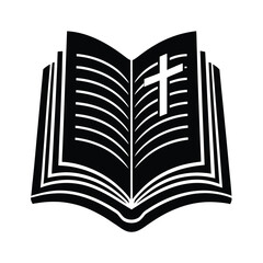 Biblia Abierta con Cruz de Bautizo en Página Marcada