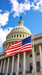 US Capitol Building with American Flag