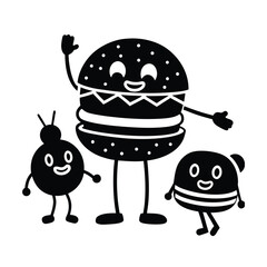 Cheeseburger Family Playing Together Artwork