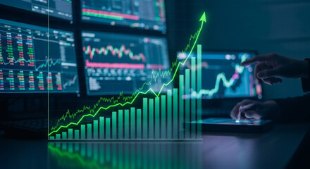 Stock market investment trading graph growth.Investment finance chart, stock market business and exchange financial growth graph.