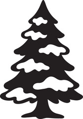 Silhouette vector of a snow-covered pine tree, perfect for winter, Christmas, nature, and holiday-themed designs.