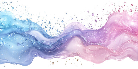 Mix of Metallic and Pastel Tone Paint Splash Isolated on Transparent Background