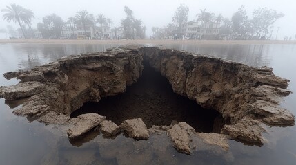 Coastal land erosion, a gaping hole