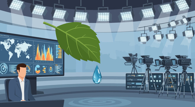 Environmental awareness broadcast concept illustration for sustainable solutions