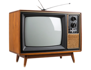 Retro TV Set with Visible Antenna, Front View, Stylized Vintage Mockup, Isolated