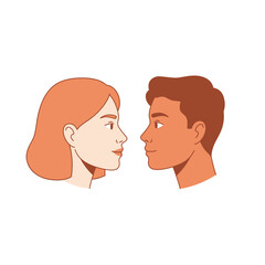 Young Couple Profile Portraits: Modern Minimalist Style