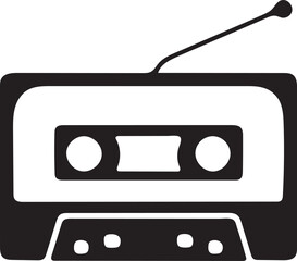 Retro cassette tape with antenna silhouette