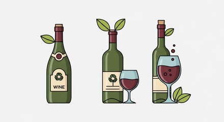 A Toast to Sustainability: Minimalist Illustrations of Organic Wine Bottles and Glasses