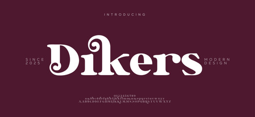 Dikers Minimal luxury font alphabet logo. Typography beauty fashion elegant minimalist serif italic fonts decorative wedding vintage retro logos. vector illustration