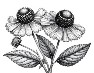 Vintage Botanical Engraving of Gazania Plant with Labeled Parts, isolated on transparent background